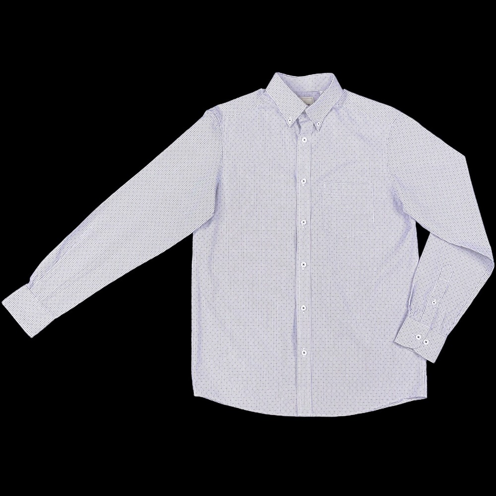 ROWM Shirt Mens Small Long Sleeve Button Down Blue White Check Collared